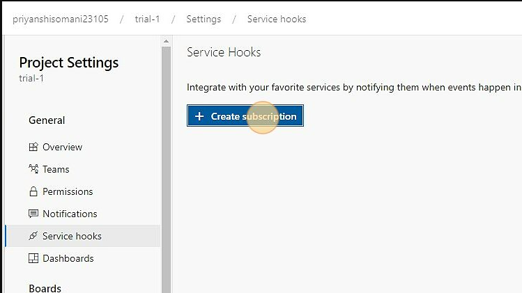 Service hooks menu