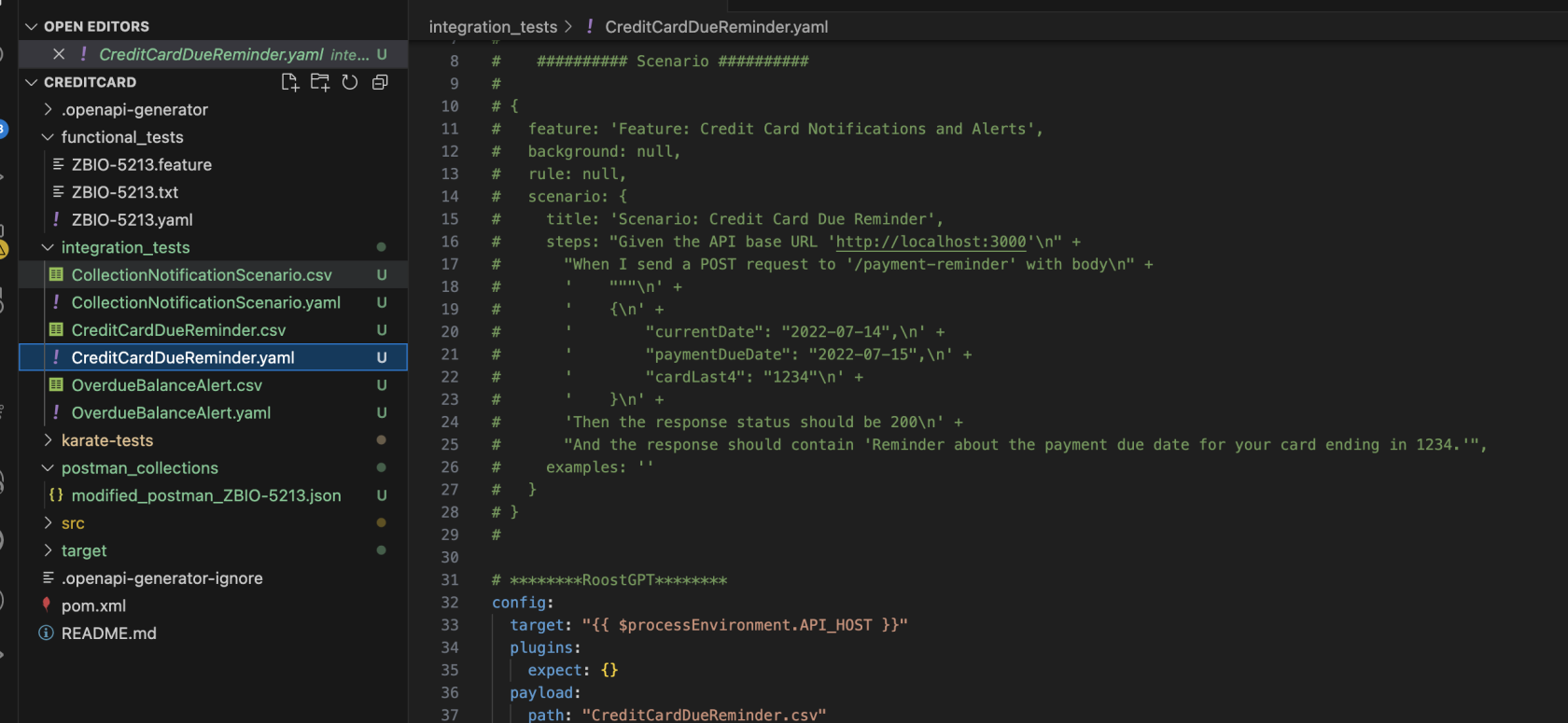 Integration test output