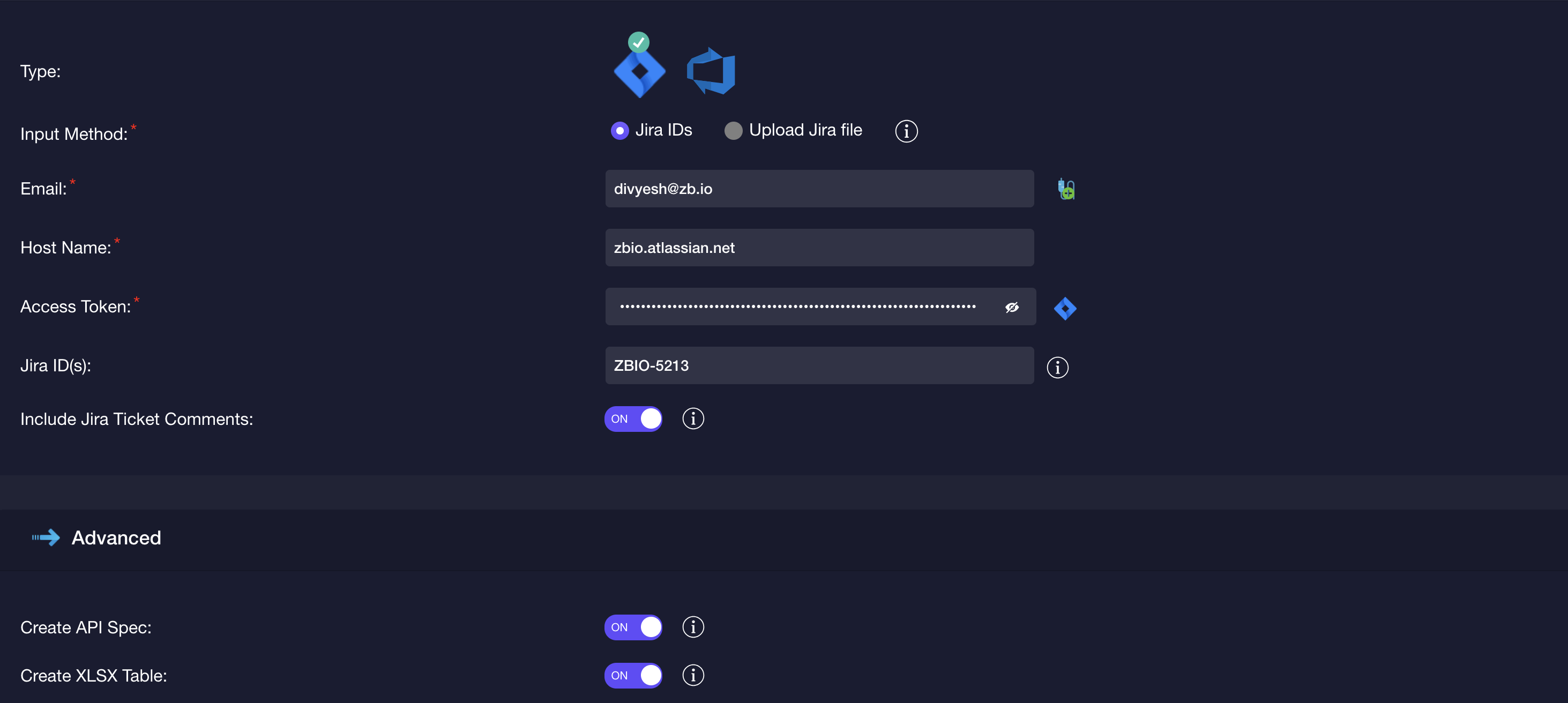 Jira ticket selection