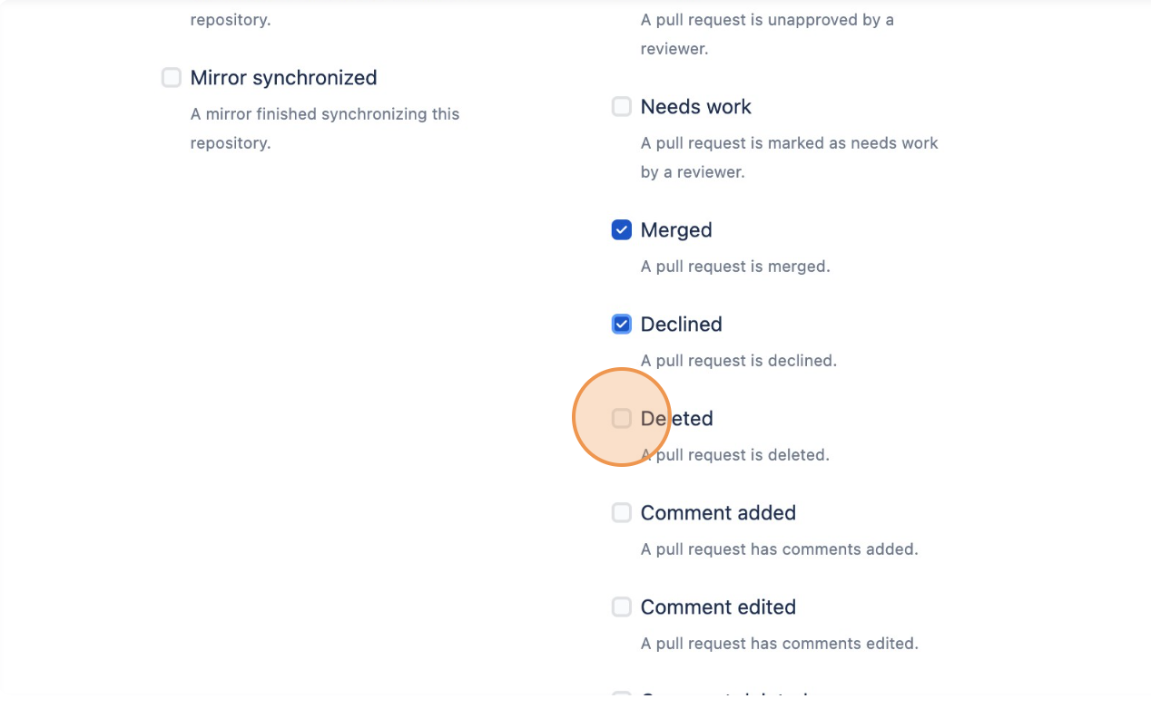 Bitbucket Server event selection