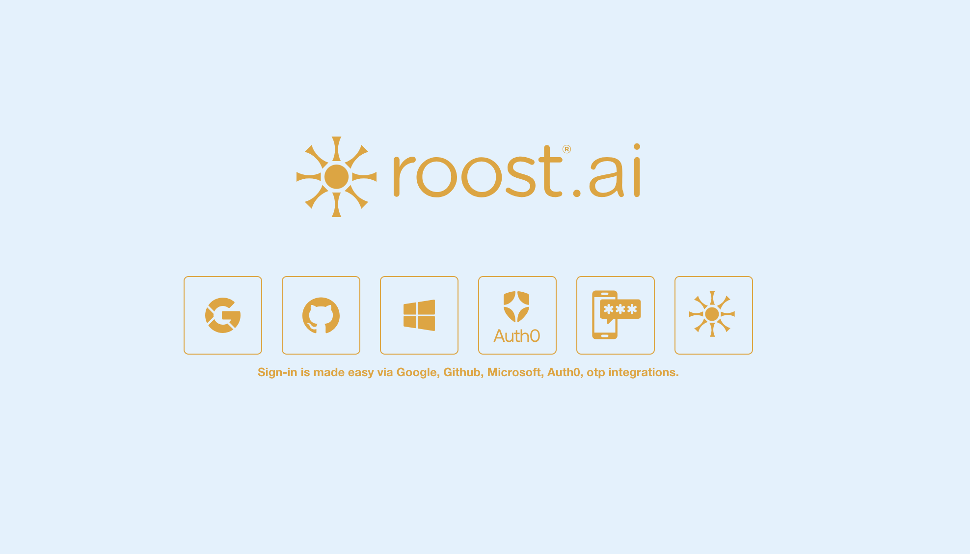 RoostGPT login page — sign in with Google, GitHub, Microsoft, Auth0, OTP, or Roost account