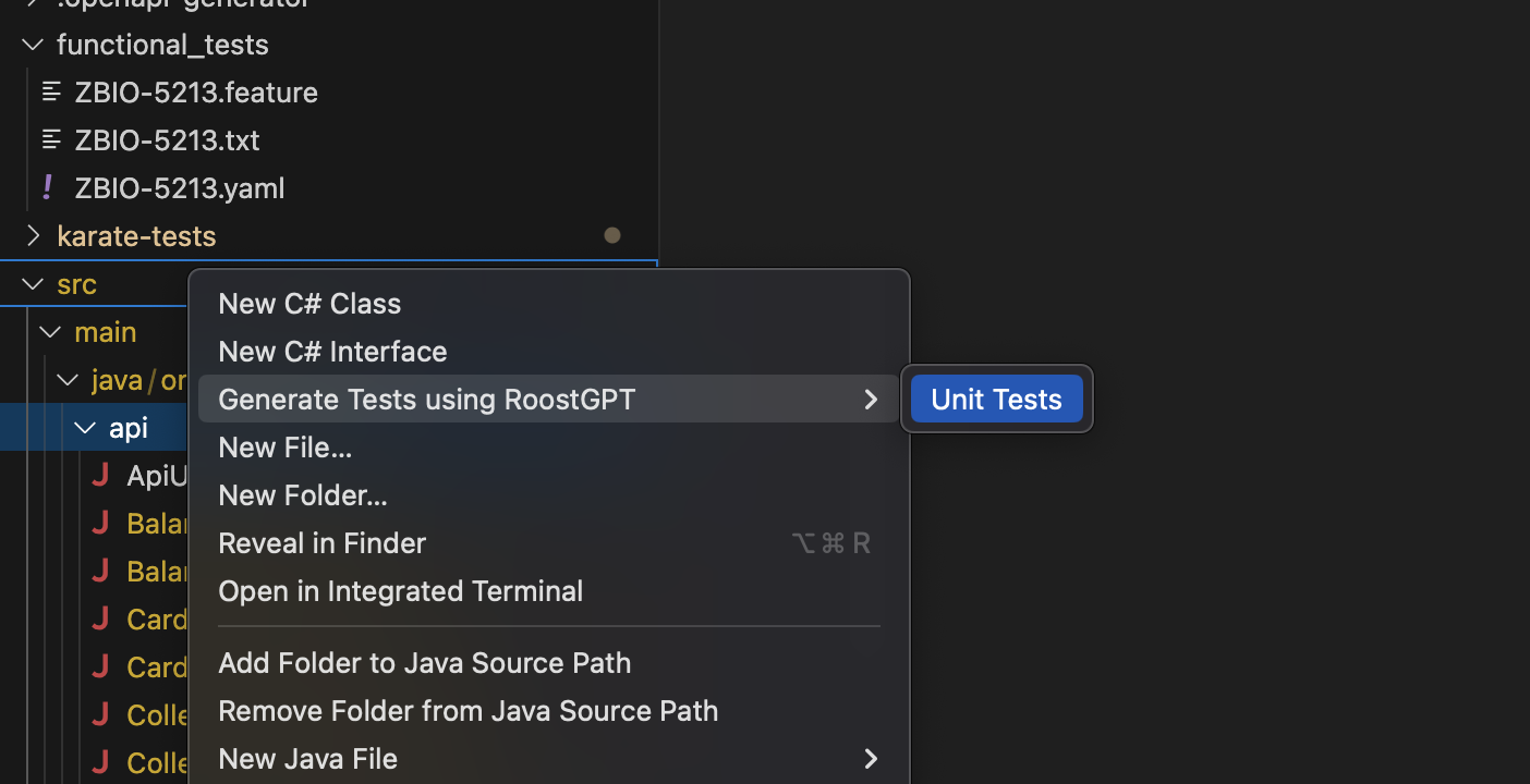 VS Code context menu