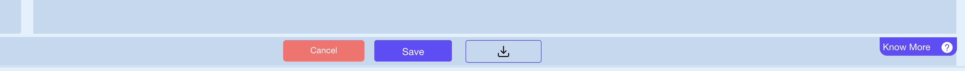 Test suite form footer — Cancel, Save, and download buttons