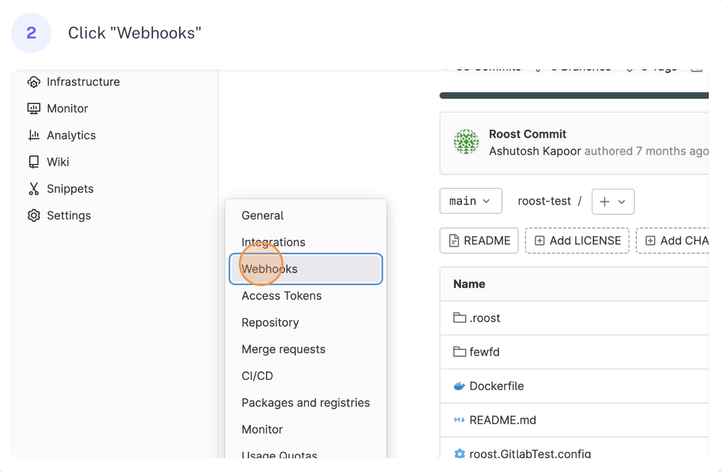 GitLab webhooks menu