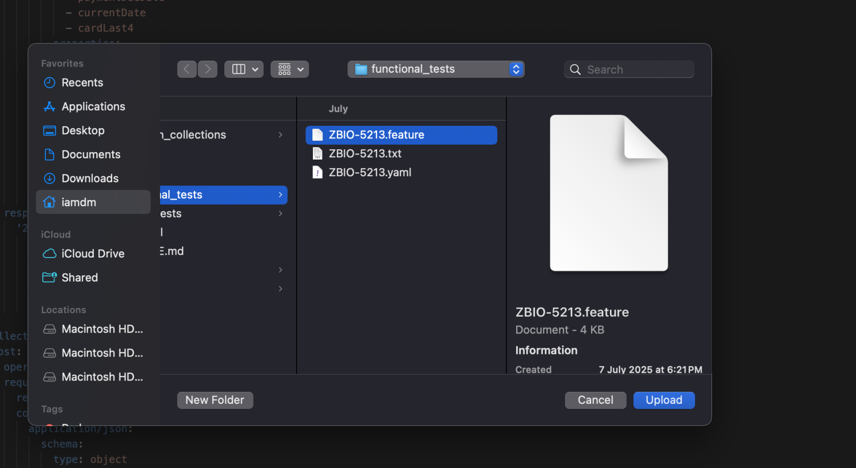 Feature file selection
